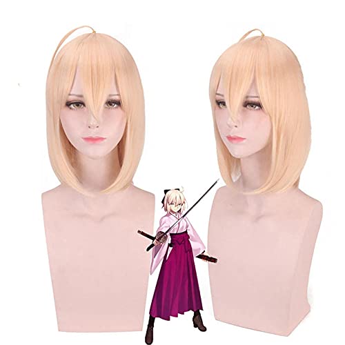 ydound Anime Coser pruik Anime Fate Grand Order Sakura Saber Okita Souji Perücke Cosplay Kostüm Fate Gehen Frauen Kurze synthetische Haar Halloween Party Perücken von ydound