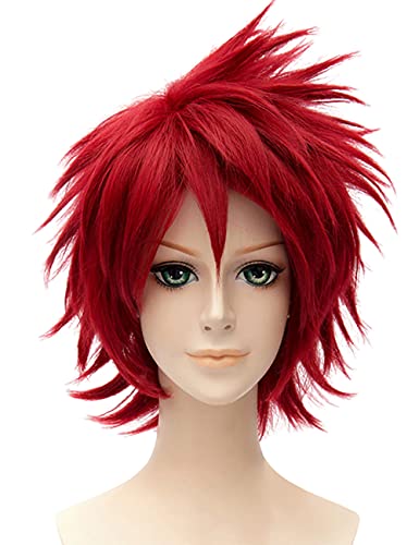 ydound Anime Coser pruik Gaara Cosplay Perücke Anime Crimson Kurze Perücken mit Pony Cosplay Zubehör for Frauen Mädchen mit Perückenkappe von ydound