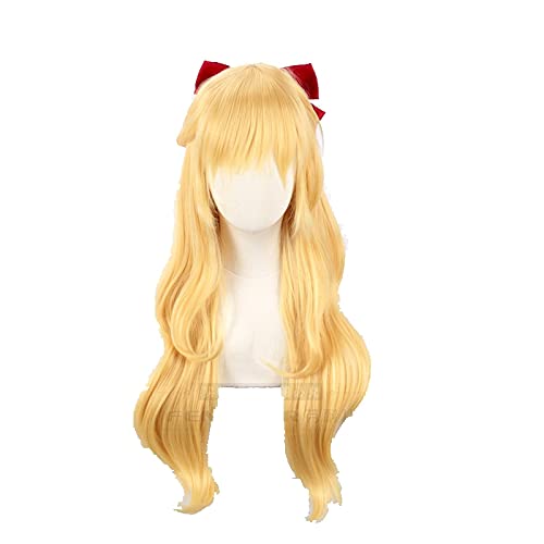 ydound Anime Coser pruik Minako Aino Cosplay Sailor Moon Cosplay Sailor Venus Perücke Frauen Lange Gelockte Welle Perücke Anime Cosplay Hitzebeständige Synthetische Haare von ydound