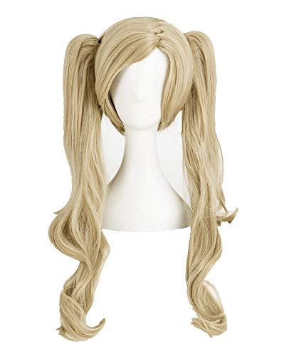 ydound Anime Coser pruik P5 Persona 5 Anne Takamaki Cosplay Perücken Lange lockige Leinen mit 2 Clips auf Pferdeschwänzen Hitzebeständige synthetische Haarperücke + Perücke Kappe ydound Anime Coser pruik P5 Persona 5 Anne Takamaki Cosplay Perücken Lange lockige Leinen mit 2 Clips auf Pferdeschwänzen Hitzebeständige synthetische Haarperücke + Perücke Kappe von ydound