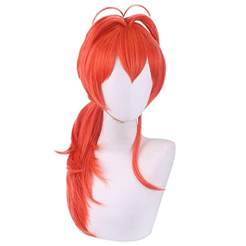 ydound Anime Coser pruik Spiel Genshin Impact Project Orange Red Perücke Diluc Ragnvindr Cosplay Perücke Rollenspielpulver 60cm von ydound
