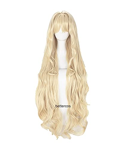 ydound Anime Coser pruik Volcaloid3 Seeu Cosplay Perücken 100cm Langleuchte Blonde lockige wellenförmige hitzebeständige synthetische Haarperücke + Perücke Kappe von ydound