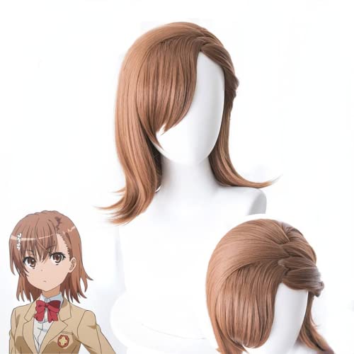 ydound Wig Anime Cosplay Anime A Certain Magical Index Cosplay Perücke, Misaka Mikoto Bob Braun Kurzhaar Rollenspiel Halloween Perücken mit Perückenkappe von ydound