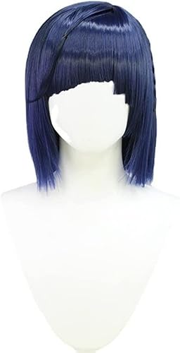 ydound Wig Anime Cosplay Anime Cosplay Perücke, Genshin Impact Perücke, Dunkelblaue Bob-Kurzhaarperücke for Ye LAN Rollenspiel-Perücken mit Perückenkappe, for die tägliche Party an Halloween von ydound