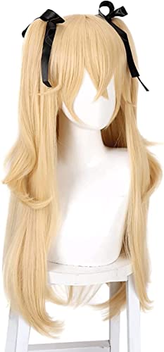 ydound Wig Anime Cosplay Genshin Impact Fischl Anime Cosplay Perücke doppelter Pferdeschwanz überführt Kaiser original Gott Fischer Perücke Black Ribbons von ydound