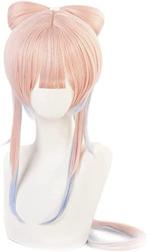 ydound Wig Anime Cosplay Genshin Impact Sangonomiya Kokomi Perücke, Genshin Cosplay Requisiten, hitzebeständige synthetische Perücke for Anime-Liebhaber-Spiel von ydound
