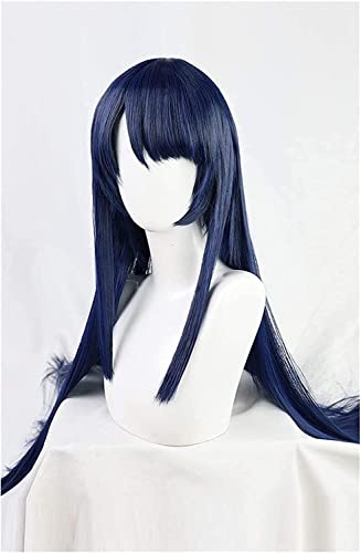 ydound Wig Anime Cosplay Honjo Yuri Perücke, Anime High Rise Invasion Perücke Tenkuu Shinpan Cosplay Blau Schwarz Synthetisches Langes Glattes Haar for Halloween von ydound
