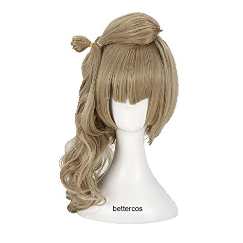 ydound Wig Anime Cosplay Liebesleben!Love Live Minami Kotori Cosplay Perücken Langes lockiges Leinen Flaxen Hitzebeständige Kunsthaarperücke + Perückenkappe von ydound