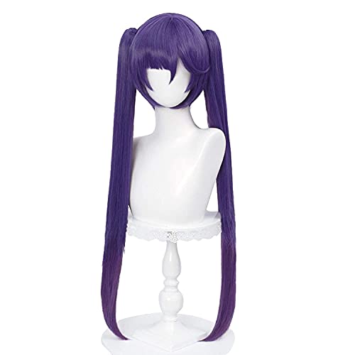 ydound Wig Anime Cosplay Lila Cosplay Perücke for Mona Genshin Impact Anime Lavendel glattes Haar Perücken mit getrennten Zöpfen von ydound