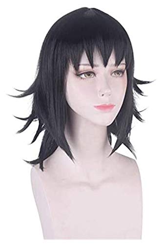 ydound Wig Anime Cosplay Makomo Perücke Kimetsu no Yaiba Demon Slayer Cosplay Schwarzes Perückenhaar Agatsuma Zenitsu Synthetische Hitzebeständige Cosplay Perücke von ydound