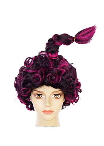 ydound Wig Anime Cosplay Mary Sanderson Cosplay Perücke Rosa Highlight Synthetische Lockige Perücke Lange Geflochtene Schwarze Perücken Rollenspiel Halloween Requisiten Zubehör von ydound