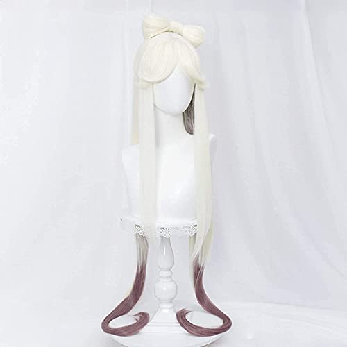 ydound Wig Anime Cosplay Ombre Weiße Perücke mit Zöpfen for Genshin Impact Two Tone Gradient Lila Anime Cosplay Haarperücken mit 2 Pferdeschwänzen Pony + Kappe ydound Wig Anime Cosplay Ombre Weiße Perücke mit Zöpfen for Genshin Impact Two Tone Gradient Lila Anime Cosplay Haarperücken mit 2 Pferdeschwänzen Pony + Kappe von ydound