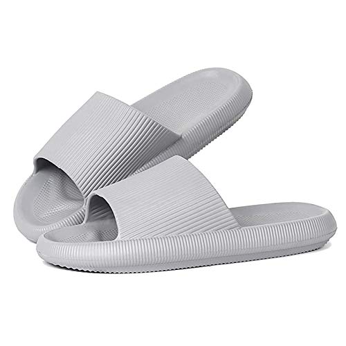 ydscsci Damen Herren Duschschieber Badeschuhe Strand Pool Garten Sandalen Dicke Sohle Rutschfest Grau 39/40 von ydscsci