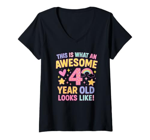 Damen So Sieht EIN toller Vierjähriger aus Geburtstag T-Shirt mit V-Ausschnitt von year old!