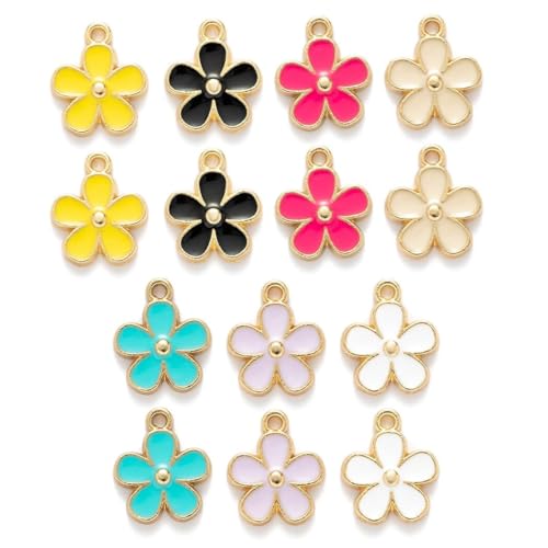 14 kleine einfache DIY-Halskette aus Metalllegierung: Handyschalen-Dekoration, Mini-Blumen-Anhänger zum Basteln, 2, Baumwolle, Kein Edelstein von yeeplant