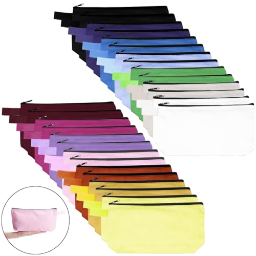 30 einfarbige Make-up-Taschen aus Segeltuch, Mehrzweck-Reißverschlussbeutel für Reisen, Toilettenartikel, Schreibwaren und mehr von yeeplant