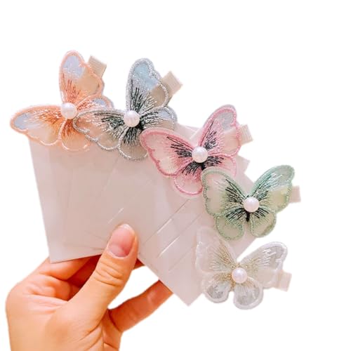 Anmutige Schmetterlings-Haarspangen für Damen, verschiedene Farben, Kunstperlen und Spitze, 10 Stück, für Damen und Mädchen, ideal für verschiedene Anlässe von yeeplant