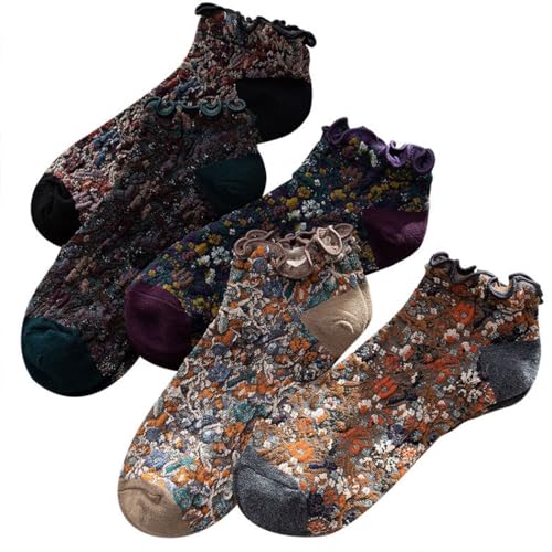 Cozy Fashion Baumwolle Rüschen Elastische Atmungsaktive Socken - Weiche Crew Short Mädchen Knöchel 5 Paar Waschbare Socken für Mädchen, Einheitsgröße, Baumwolle von yeeplant