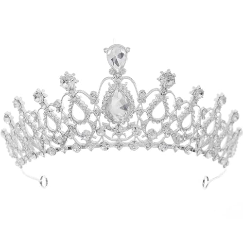 Damen Deko Strass Braut Krone Prinzessin Tiara für Hochzeit Retro Stil, M, Metall von yeeplant