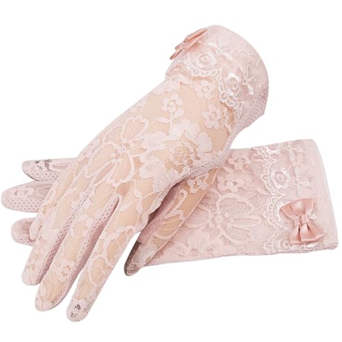 Damen-Handschuhe mit floraler Spitze: dekorative, elegante, weiche, dehnbare Handschuhe für Damen in Hochzeiten und Kostümen, Einheitsgröße, Spitze und Polyester, Kein Edelstein von yeeplant