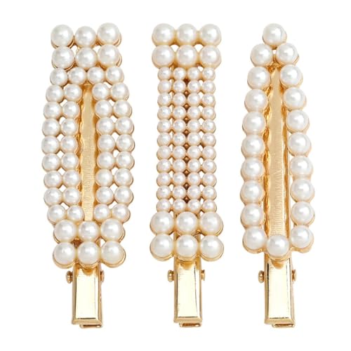 Elegante Perlen-Haarspangen, koreanischer Stil, einfache dekorative Haarspangen für Damen, 3 Stück von yeeplant