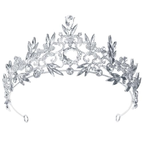 Elegante Strass-Brautkrone – Blatt-Tiara, Party, Hochzeit, Prinzessin, M, Metall von yeeplant