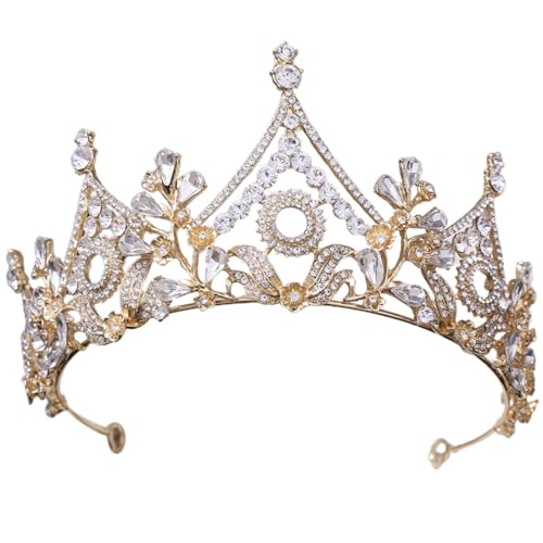 Elegante Strass-Prinzessinnen-Diadem – hohe Braut-Party-Krone für Frauen, Hochzeit, M, Metall von yeeplant