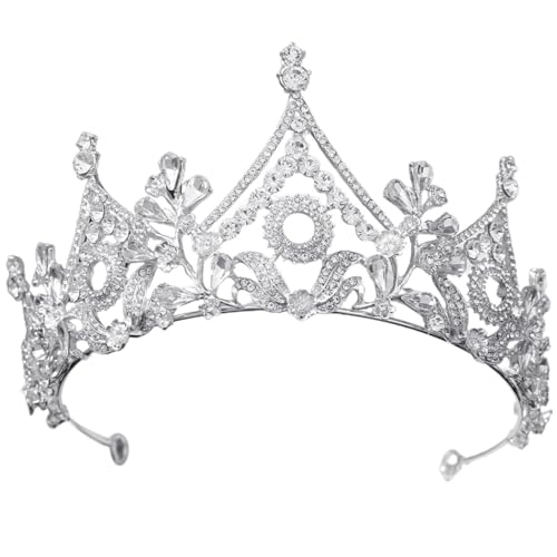 Elegante Tiara mit Strasssteinen für Party, Braut, Hochzeit, Damenkrone, M, Metall von yeeplant