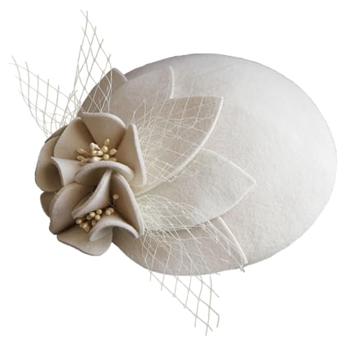Eleganter Fascinator aus Wolle und Netzstoff für Damen – Vintage-Mode-Accessoire für Kirche, Bankette und Partys von yeeplant