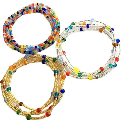 Ethnische handgefertigte Bauchkette für Damen und Mädchen, 3 Stück, Einheitsgröße, Perlen, Kein Edelstein von yeeplant