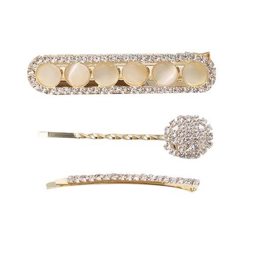 Exquisite goldene Kristall-Haarspangen für Damen, handgefertigte Edelstein-Haarnadel, elegantes Haar-Accessoire, 3 Stück von yeeplant