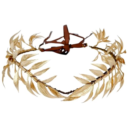 Goldene Lorbeerkrone für Frauen, griechische Göttin Metall-Stirnband mit verstellbaren Bändern von yeeplant