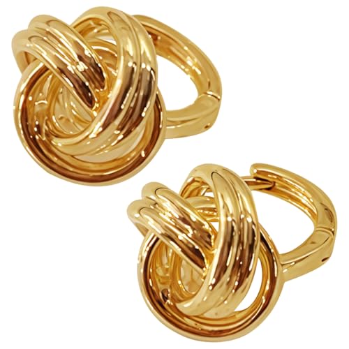 Goldknoten-Ohrringe für Damen, gedrehte Creolen, glänzender Kupferschmuck, leicht, ideal für den täglichen Gebrauch und mehrere Anlässe Goldknoten-Ohrringe für Damen, gedrehte Creolen, glänzender Kupferschmuck, leicht, ideal für den täglichen Gebrauch und mehrere Anlässe von yeeplant