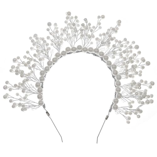 Handgefertigtes Braut-Tiara-Haarreif, Kopfschmuck – Kunstperle für Hochzeit, Party von yeeplant