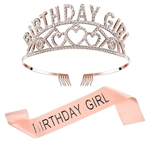 Krone mit Geburtstag Glänzend Leicht Mode Dekorative Strass Tiara und Dekoration Kit Party Schärpe für Geburtstag, Einheitsgröße, Zinklegierung, Kein Edelstein von yeeplant