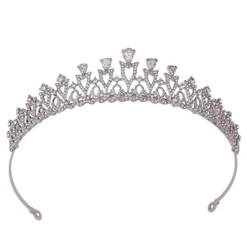 Mädchen Braut Party Tiara Schlank Hochzeit Krone mit Strass für Prinzessin Braut, M, Metall von yeeplant