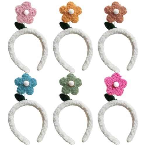 Modische dekorative Blumen-Haarbänder für Damen, weich und niedlich, 6 Stück gelockte, lange Haarbänder für Make-up von yeeplant