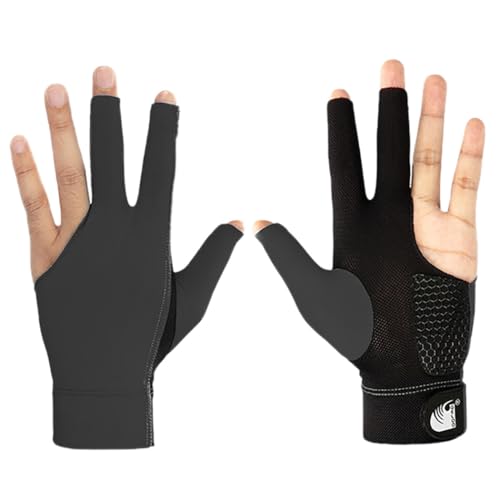 Modischer, leichter 3-Finger-Billard-Queue-Handschuh für Damen und Herren, elastisches und strapazierfähiges Nylon, Einheitsgröße, Nylon und Elastan, Kein Edelstein von yeeplant
