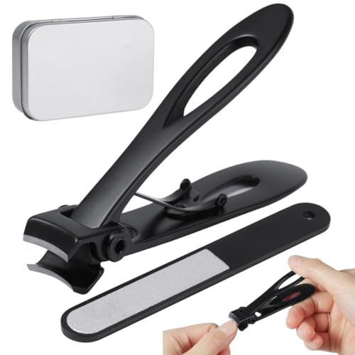 Nagelknipser für dicke Nägel, 0,6 breiter Kiefer Edelstahlschneider mit Nagelfeile, großer Zehennagelschneider in Blechdose für Männer und Frauen von yeeplant