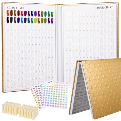 Nagellack-Probe-Organizer mit 308 Farben, mit 360 Probenspitzen, nummerierten Aufklebern (1–400), tragbares Nagel-Display-PU-Buch von yeeplant