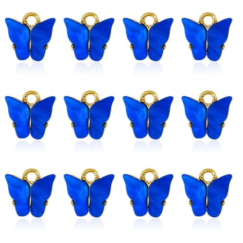 Niedlicher Schmetterlings-Schmuckanhänger, 12 Stück, Mini-Anhänger für Halskette und Ohrringe, einzigartiger DIY-Charm-Anhänger, Einheitsgröße, Baumwolle, Kein Edelstein von yeeplant