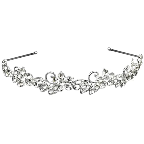Prinzessin Braut Tiara für Frauen: Elegante Strass Hochzeit Stirnband Kopfschmuck, Einheitsgröße, Milchfaser, Kein Edelstein von yeeplant