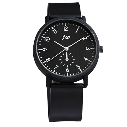 Quarzuhren im koreanischen Stil für Damen und Herren, schwarzes Zifferblatt, minimalistisches Design, PU-Lederarmband, Gehäuse aus Legierung, wasserabweisend Quarzuhren im koreanischen Stil für Damen und Herren, schwarzes Zifferblatt, minimalistisches Design, PU-Lederarmband, Gehäuse aus Legierung, wasserabweisend von yeeplant
