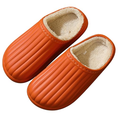 Slip-Hausschuhe, modisch, weich, atmungsaktiv, wasserdicht, Unisex, für Schlafzimmer, mehrfarbig, lässig, Winter, Sandalen, Orange, Einheitsgröße von yeeplant