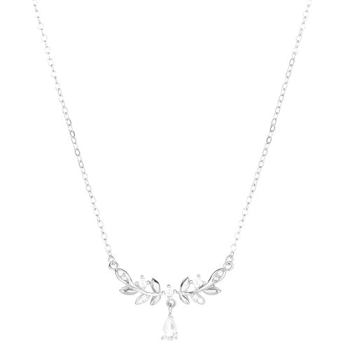 Verstellbare 45,7 cm lange Halskette aus 999er-Sterlingsilber, eleganter Wassertropfen-Anhänger mit Geschenk-Box, blei- und nickelfreie Weizenohr-Schmuckkette von yeeplant