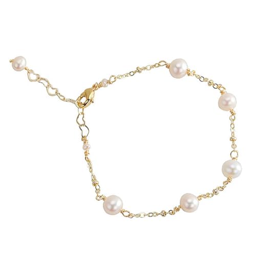 Verstellbares Gliederarmband aus Kunstperlen für Damen – elegantes, kleines Perlenarmband, Einheitsgröße, Kunstperlen, Kein Edelstein von yeeplant