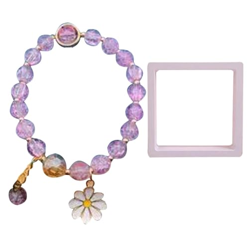 yeeplant 2 x Stretch-Armband mit Blume, Kunstkristall, modisches Glasperlen-Armband, Glas, Kein Edelstein von yeeplant
