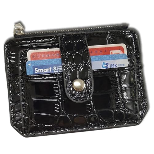 yeeplant Dünne Geldbörse aus strapazierfähigem Kunstleder mit Krokodilmuster, Unisex, klein, tragbar, Schwarz , 1 von yeeplant