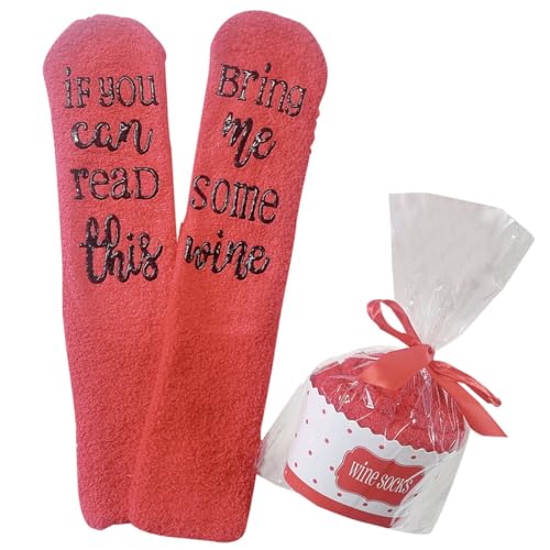yeeplant Elastische, warme, flauschige, gemütliche dicke Wintersocken zum Schlafen, Damen-Slipper-Socken, rot, 39 EU von yeeplant