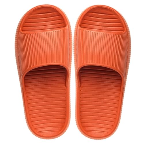 yeeplant Helle Farbe, dicke Sohle, offene Zehenpartie, weiche und rutschfeste Haus- und Badezimmerschuhe, Orange, Einheitsgröße von yeeplant